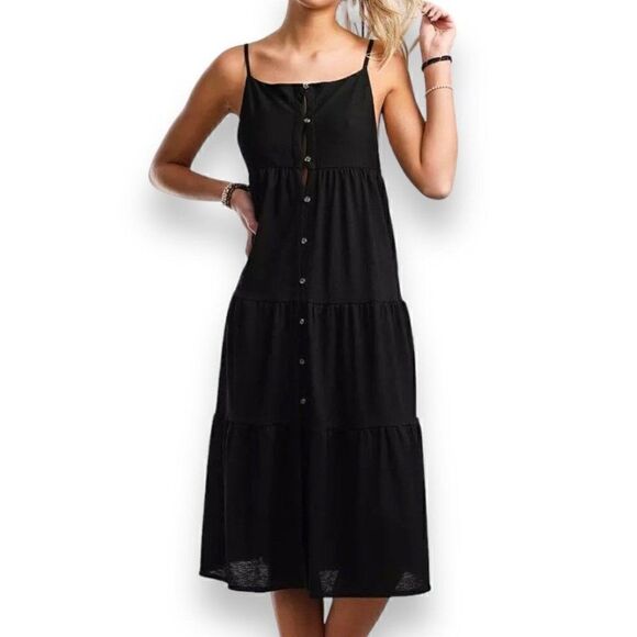 Hurley Solid Tiered Button Down Sundress - Picture 5 of 10